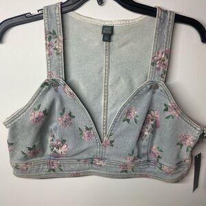 Wild Fable Light Blue Floral Crop Top
